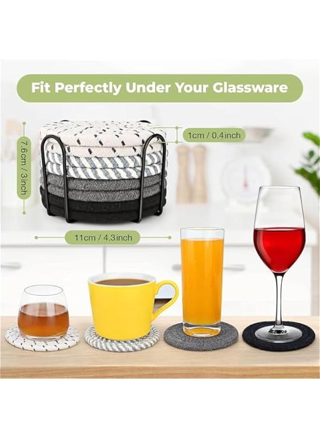 هوكور Portalov 8 Pack Drink Coasters with Holder,4 - Color Boho Coasters,Coasters for Coffee Absorbent for Home Decor Tabletop Protection Suitable,Gifts Couples for Birthday Housewarming - Image 5