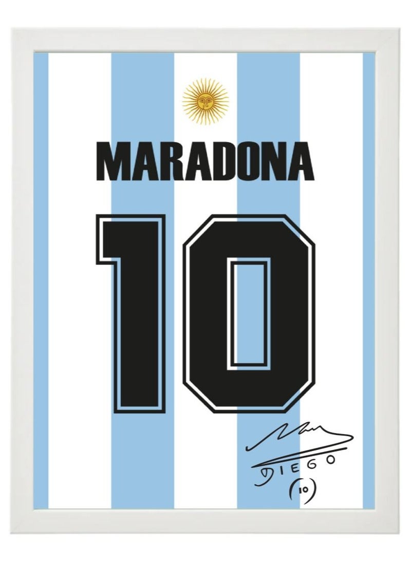 Boomah Accessories Set of 2, Diego Maradona & Leo Messi Argentina Legends Autographed Jersey Poster with Frame 30x40cm  - Image 2