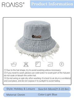 roaiss Raw Edge Denim Bucket Hat for Women, Lightweight Breathable Sun Hat with UV Protection for Summer Beach Outdoor, Fashion Accessories  - Image 3