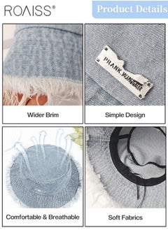 roaiss Raw Edge Denim Bucket Hat for Women, Lightweight Breathable Sun Hat with UV Protection for Summer Beach Outdoor, Fashion Accessories  - Image 4