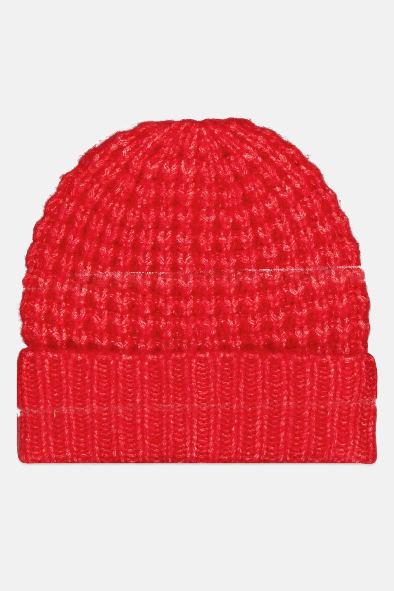 Fire & Glory Women Knitted Beanie Hat, Red - Image 2