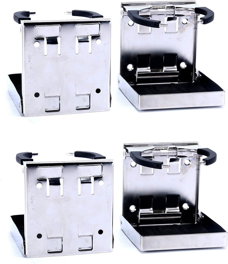 Amarine Made 4-Pack Stainless Steel Adjustable Folding Drink Holder for Marine, Boat, and Caravan - Image 1