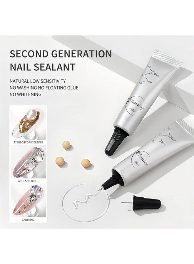 شايجاي مسمار حجر الراين الغراء للأظافر ، هلام مسمار الغراء لأحجار الراين للأظافر سوبر قوي بلينغ جل للأظافر جوهرة مسمار الفن جواهر بلورات الأظافر الخرز الماس 3D شفاء الحاجة إلى هدية الجمال 15 جرام - Image 2