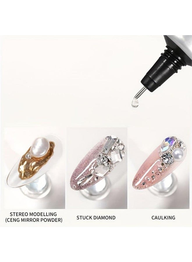 شايجاي مسمار حجر الراين الغراء للأظافر ، هلام مسمار الغراء لأحجار الراين للأظافر سوبر قوي بلينغ جل للأظافر جوهرة مسمار الفن جواهر بلورات الأظافر الخرز الماس 3D شفاء الحاجة إلى هدية الجمال 15 جرام - Image 4