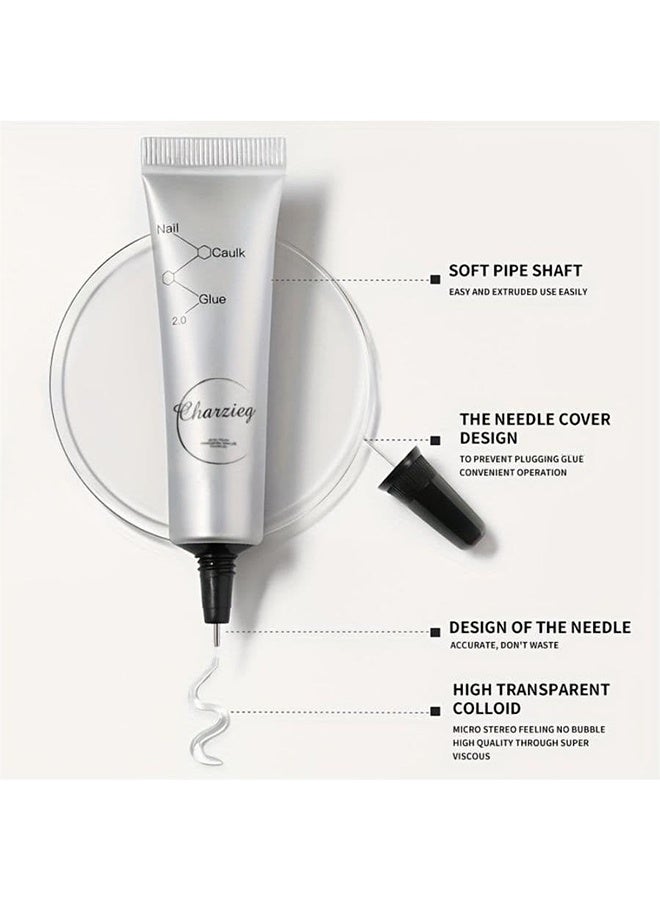 شايجاي مسمار حجر الراين الغراء للأظافر ، هلام مسمار الغراء لأحجار الراين للأظافر سوبر قوي بلينغ جل للأظافر جوهرة مسمار الفن جواهر بلورات الأظافر الخرز الماس 3D شفاء الحاجة إلى هدية الجمال 15 جرام - Image 3