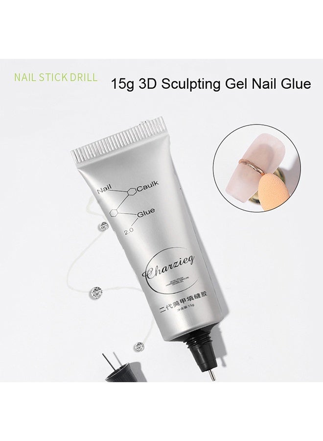 شايجاي مسمار حجر الراين الغراء للأظافر ، هلام مسمار الغراء لأحجار الراين للأظافر سوبر قوي بلينغ جل للأظافر جوهرة مسمار الفن جواهر بلورات الأظافر الخرز الماس 3D شفاء الحاجة إلى هدية الجمال 15 جرام - Image 5