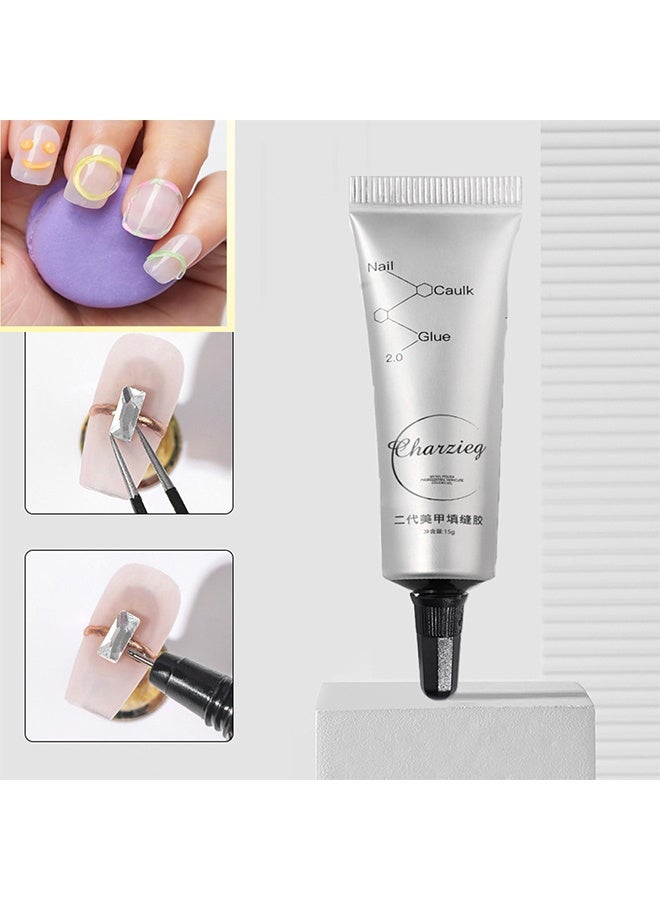 شايجاي مسمار حجر الراين الغراء للأظافر ، هلام مسمار الغراء لأحجار الراين للأظافر سوبر قوي بلينغ جل للأظافر جوهرة مسمار الفن جواهر بلورات الأظافر الخرز الماس 3D شفاء الحاجة إلى هدية الجمال 15 جرام - Image 1