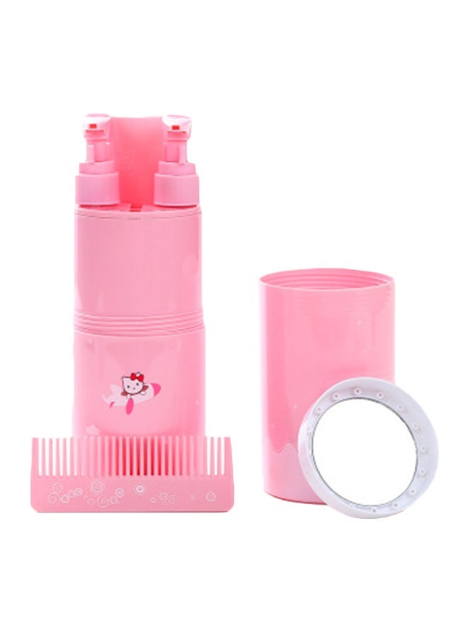 NIBEMINENT Portable Travel Washing Cup Set Pink/White 6.8x6.8x20cm - Image 1