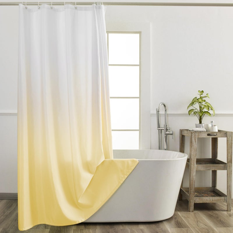 YI & ZE Yellow Ombre Shower Curtain Sets for Bathroom Accessories Fabric Polyester Waterproof Modern Shower Curtain Liner with 12 Hooks W72xL72 - Image 1