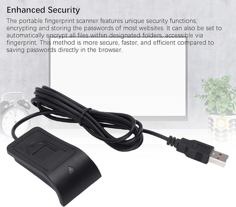 قارئ بصمة USB 360 درجة، دنجل لمس للكمبيوتر، تعرف سريع ودقيق، كابل 1.4 متر - Image 5