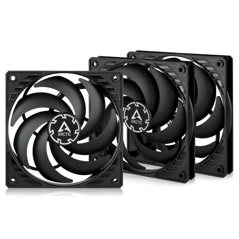 ARCTIC P12 Slim PWM PST (3 Pack) - PC Fans, 120mm Case Fan with PWM Sharing Technology (PST), Pressure-optimised, Quiet Motor, Computer, Extra Slim, 300â€“2100 RPM - Black - Image 1