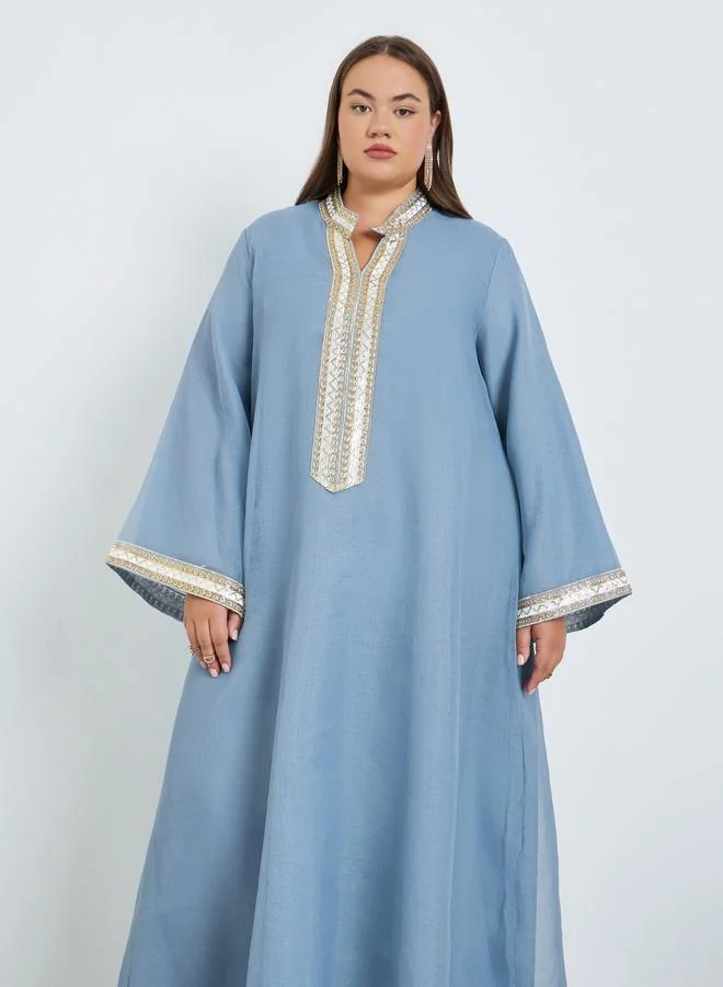 Amirah  Plus Size Embellished Maxi Jalabiya for Women | Best Price UAE