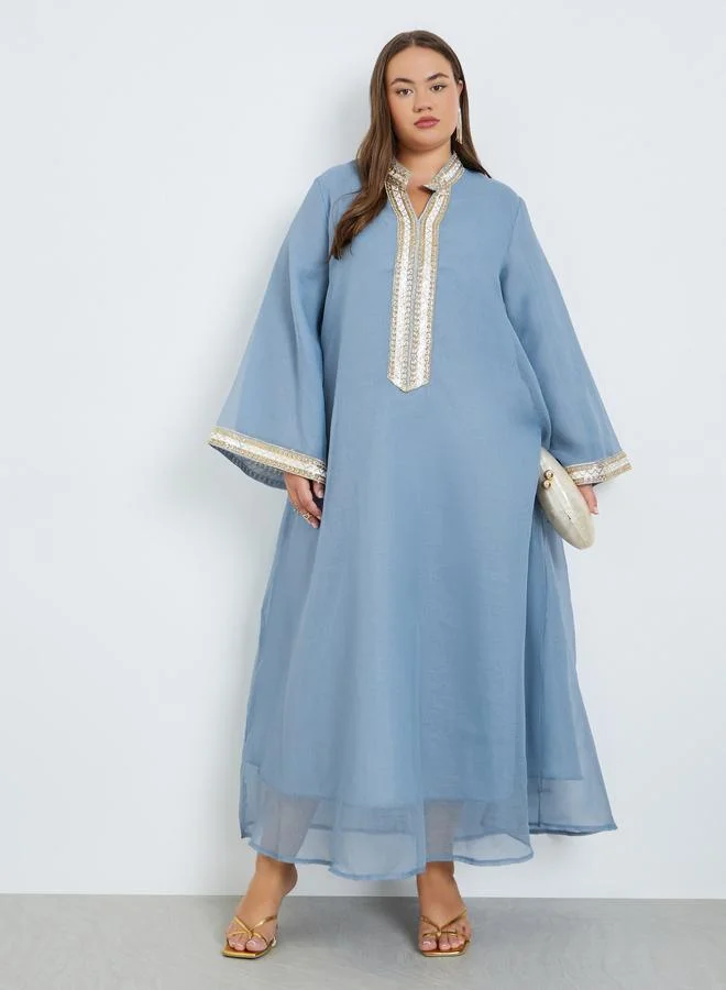 Plus Size Embellished Maxi Jalabiya