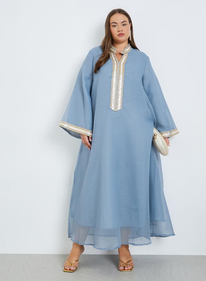 أميرة جلابية طويلة مزينة مقاس كبير - Image 1