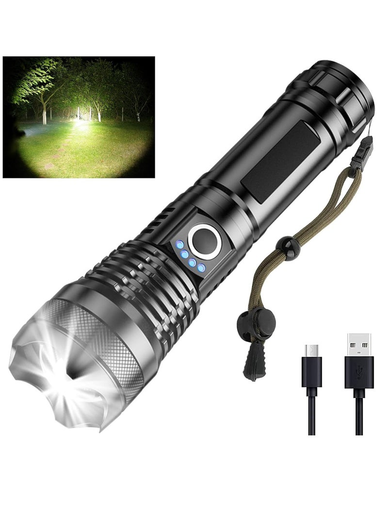 Super Bright Flashlight, 10,000 Lumens High Power Rechargeable Led Flashlight / 5 Modes Super Bright Tactical Flashlight / Powerful Expandable Flashlight / Waterproof Hiking Emergency Flashlight - Image 1