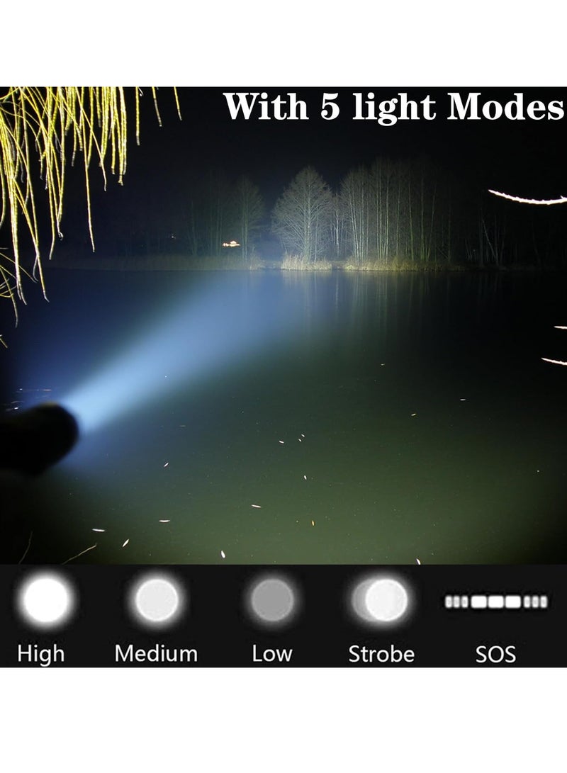 Super Bright Flashlight, 10,000 Lumens High Power Rechargeable Led Flashlight / 5 Modes Super Bright Tactical Flashlight / Powerful Expandable Flashlight / Waterproof Hiking Emergency Flashlight - Image 5