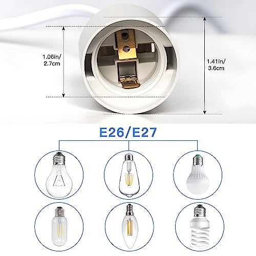 JacobsParts ABI® E26 Light Bulb Socket to 2-Prong US AC Power Cord Adapter with On/Off Switch, 12 FT Cable - Image 3
