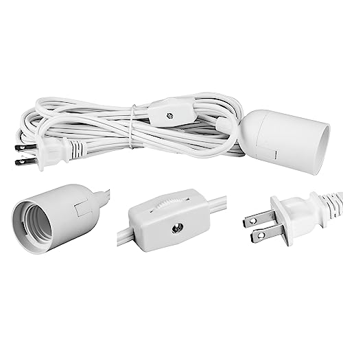 JacobsParts ABI® E26 Light Bulb Socket to 2-Prong US AC Power Cord Adapter with On/Off Switch, 12 FT Cable - Image 2