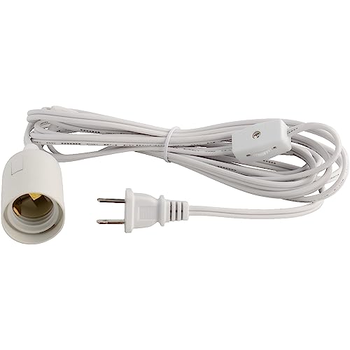 JacobsParts ABI® E26 Light Bulb Socket to 2-Prong US AC Power Cord Adapter with On/Off Switch, 12 FT Cable - Image 1