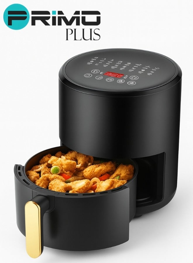 PRIMO PLUS PR508 Digital Air Fryer – 4L Capacity, 2400W Power, LED Touch Screen with Presets, 360° Rapid Air Circulation for Healthier Cooking with Little to No Oil, 30-Min Timer, 80–200°C Adjustable Temperature, Non-Stick Dishwasher-Safe Basket, Auto Shut-Off & Overheat Protection – Sleek Black - Image 3