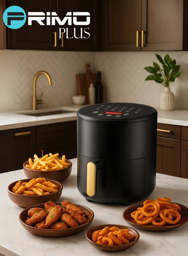PRIMO PLUS PR508 Digital Air Fryer – 4L Capacity, 2400W Power, LED Touch Screen with Presets, 360° Rapid Air Circulation for Healthier Cooking with Little to No Oil, 30-Min Timer, 80–200°C Adjustable Temperature, Non-Stick Dishwasher-Safe Basket, Auto Shut-Off & Overheat Protection – Sleek Black - Image 2