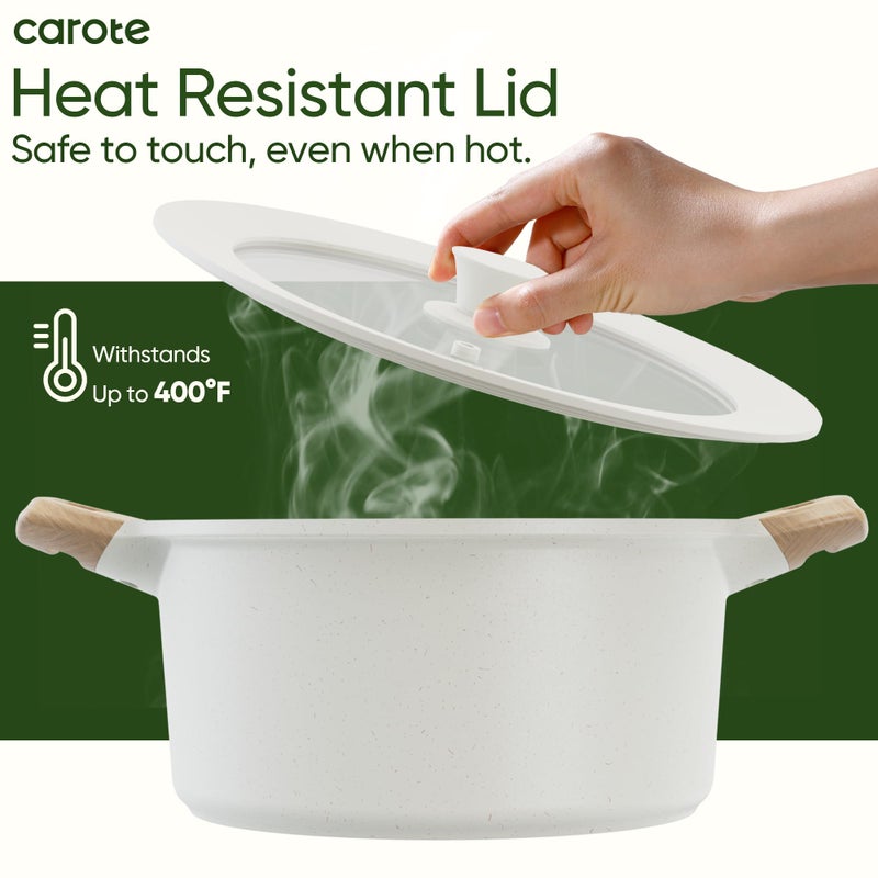 CAROTE 2 PCS Universal Silicone Lid for Pots, Pans and Skillets, Pot Lid fit 6", 7" 8" & 9.5", 10", 11" Diameter Cookware, Pan Cover With Heat Resistant Silicone Rim and Tempered Glass, White - Image 5