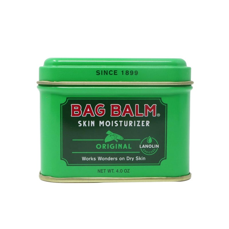 Bag Balm بالم حقيبة مرطب للبشرة - عناية مرطبة كاملة للجسم: لليدين الجافتين، الشفاه، الوجه، القدمين والمزيد - بدون رائحة، خالي من القسوة والبارابين - نهاراً وليلاً، للرجال والنساء، الأصلي من فيرمونت (4 أونصة علبة، صنع في الولايات المتحدة)  - Image 1