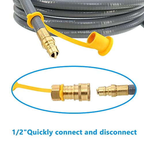 GGC propane hose, 10 Feet 1/2 inch ID Natural Gas Hose, Quick Connect Fittings Assembly for Low Pressure Appliance -3/8 Female to 1/2 Male Adapter for Outdoor NG/Propane Appliance - CSA Certified - Image 4
