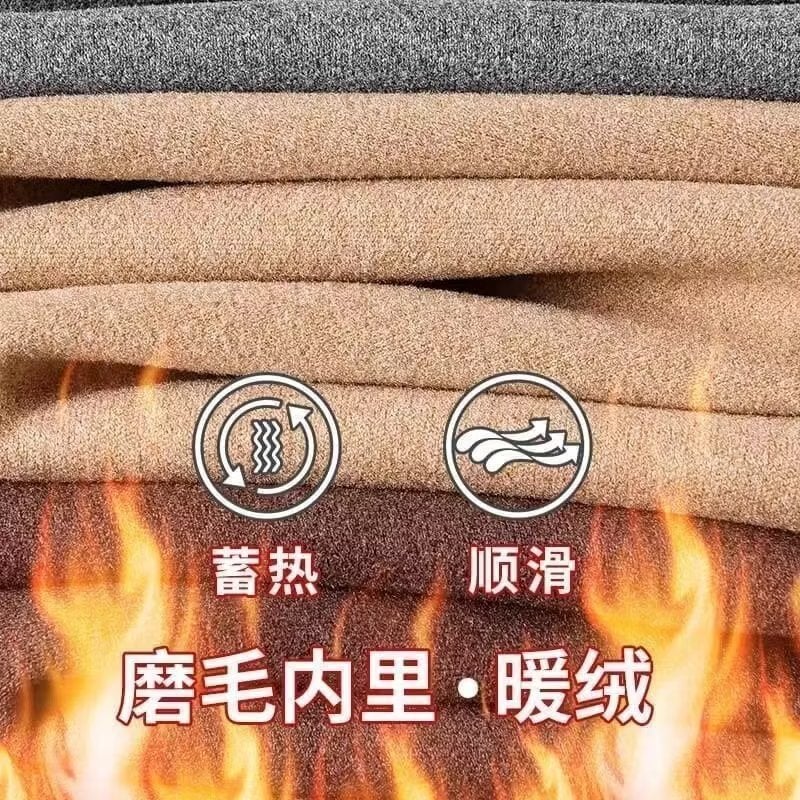 Fleece-Lined Long-Sleeved T-Shirt Men'S Fleece Crewneck Men'S Base Shirt Business Thermal Underwear Solid Color Top - Image 4