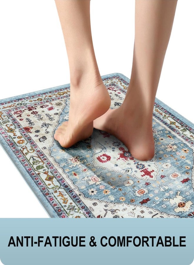 Collive Boho Kitchen Rugs and Mats 2PCS Cushioned Anti-Fatigue Floor Mat, Waterproof Kitchen Rug Set of 2 Non-Skid Comfort Standing Mat for Kitchen,Home,Office,Sink,Laundry,17"x30"+17"x47" - Image 2
