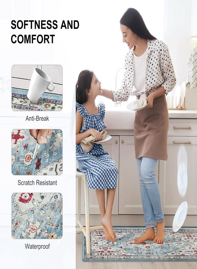 Collive Boho Kitchen Rugs and Mats 2PCS Cushioned Anti-Fatigue Floor Mat, Waterproof Kitchen Rug Set of 2 Non-Skid Comfort Standing Mat for Kitchen,Home,Office,Sink,Laundry,17"x30"+17"x47" - Image 3
