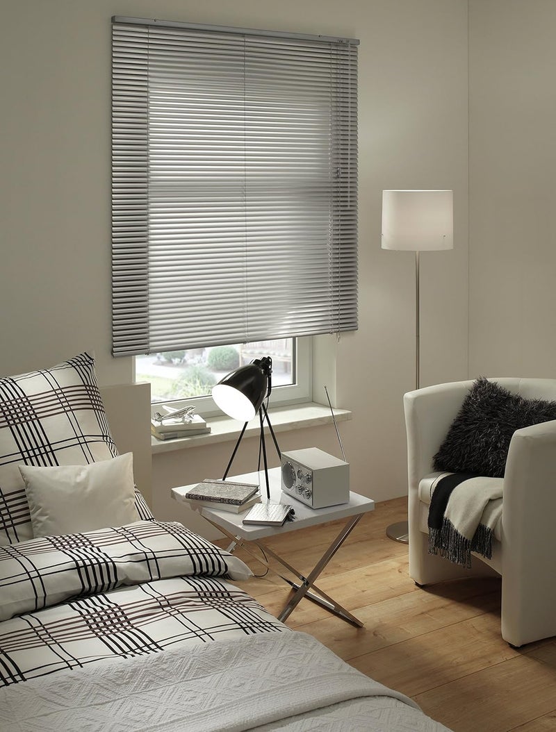 Gardinia Aluminium Venetian Blinds, Visibility, Light and Glare Protection, Wall and Ceiling Mounting, Mounting Kit Included, Aluminium Venetian Blinds, Silver, 80 x 130 cm (WxH) - Image 4
