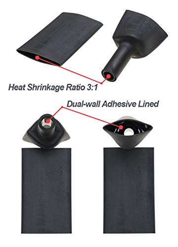 RockDIG 74PCS 1 3/4 1/2 3/8 Inch 3:1 Heat Shrink Tubing Assortment Kit Double-Wall Adhesive Lined Marine Grade Industrial Heat-Shrink Wrap Wire Tubing Black Red - Image 3