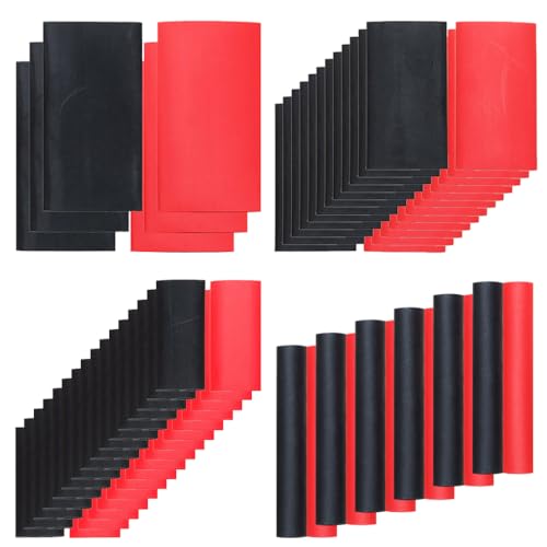 RockDIG 74PCS 1 3/4 1/2 3/8 Inch 3:1 Heat Shrink Tubing Assortment Kit Double-Wall Adhesive Lined Marine Grade Industrial Heat-Shrink Wrap Wire Tubing Black Red - Image 1