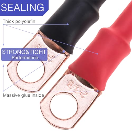 RockDIG 74PCS 1 3/4 1/2 3/8 Inch 3:1 Heat Shrink Tubing Assortment Kit Double-Wall Adhesive Lined Marine Grade Industrial Heat-Shrink Wrap Wire Tubing Black Red - Image 4