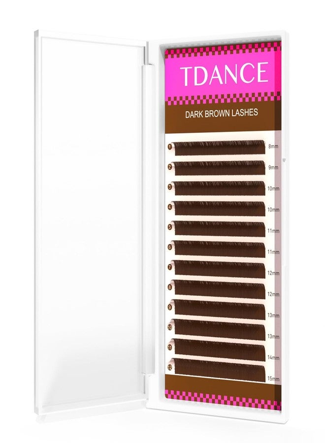 تي دانس وصلات رموش TDANCE بنية داكنة، وصلات رموش ملونة 0.03/0.05/0.07/0.1/0.15 مم، تجعيد C/CC/D/DD/J/B/L، وصلات رموش بنية فاخرة للاستخدام في الصالونات (بني داكن، 0.15-D، 8-15 مم) - Image 1