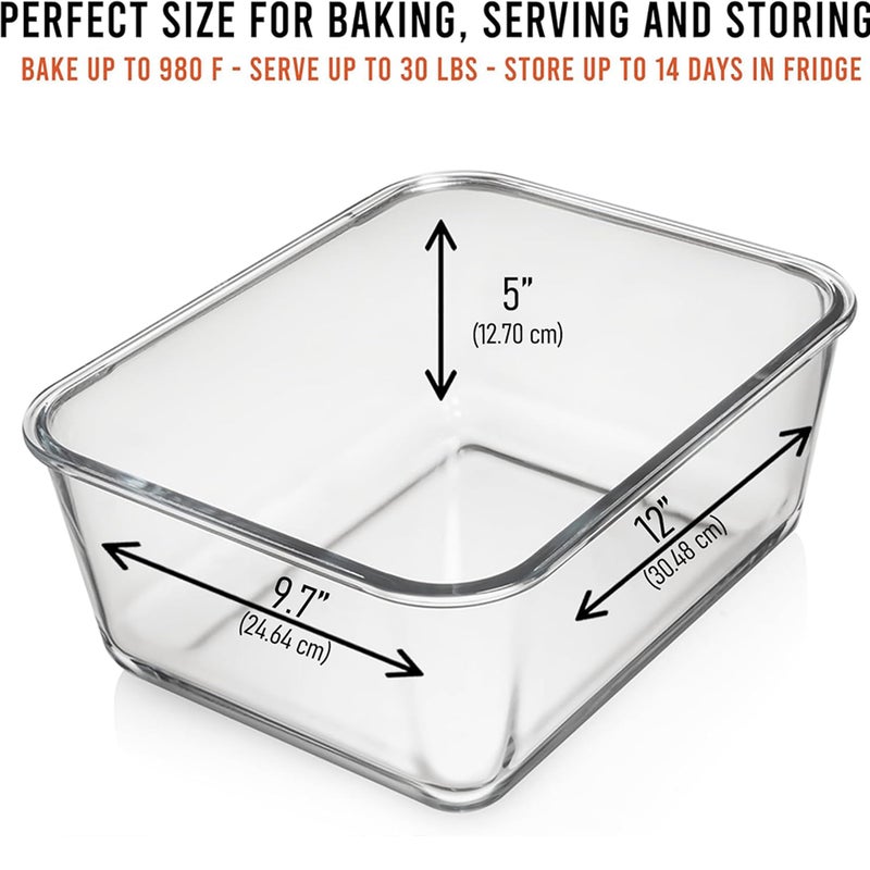 Razab 6500 ML / 220 oz / 28 Cup LARGE Glass Food Storage Container with Airtight Locking Lid. Ideal Storing food, Vegetables, Fruits. Baking Casserole, Lasagna, Roasting Turkey, Chicken BPA-Free Oven Safe - Image 3
