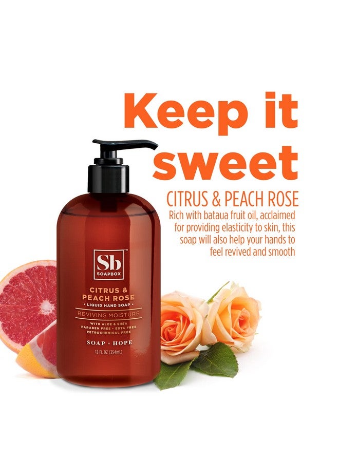 سوب بوكس صابون سائل لليدين بالحمضيات والخوخ والورد، منظف لطيف لليدين، عطري ومهدئ، نباتي ولم يتم الإساءة إلى الحيوانات لغسل اليدين للمطبخ والحمام، زجاجات مضخة 12 أونصة (عبوة من 3) - Image 2
