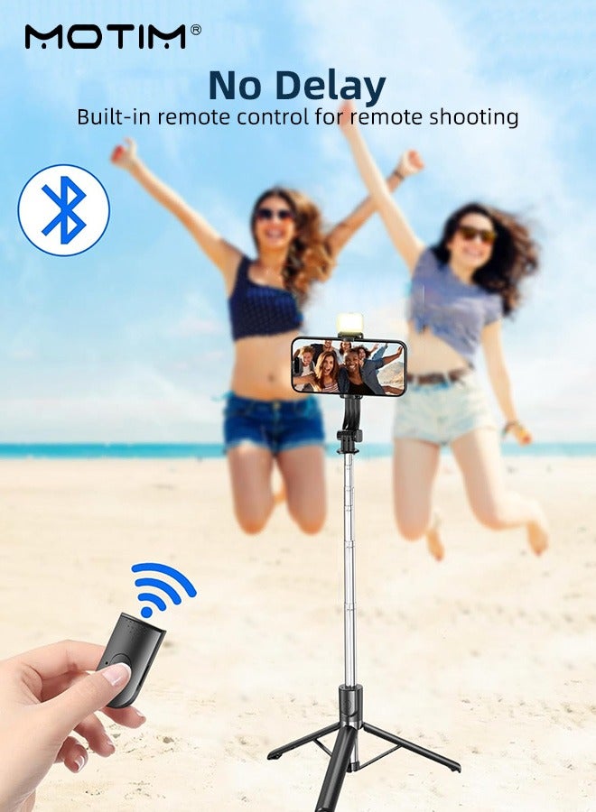 موتيم 66.93 بوصة (170 سم) حامل ثلاثي القوائم لعصا السيلفي مع ضوء تعبئة مع تصميم مخفي مع جهاز تحكم عن بعد قابل لإعادة الشحن، حامل ثلاثي القوائم قابل للتمديد 360 درجة ثابت لحامل الهاتف القابل للتمديد للهواتف المحمولة آبل آيفون 16 15 15 14 13 سامسونج شياومي جوبرو، تيكتوك لتسجيل الفيديو - Image 4