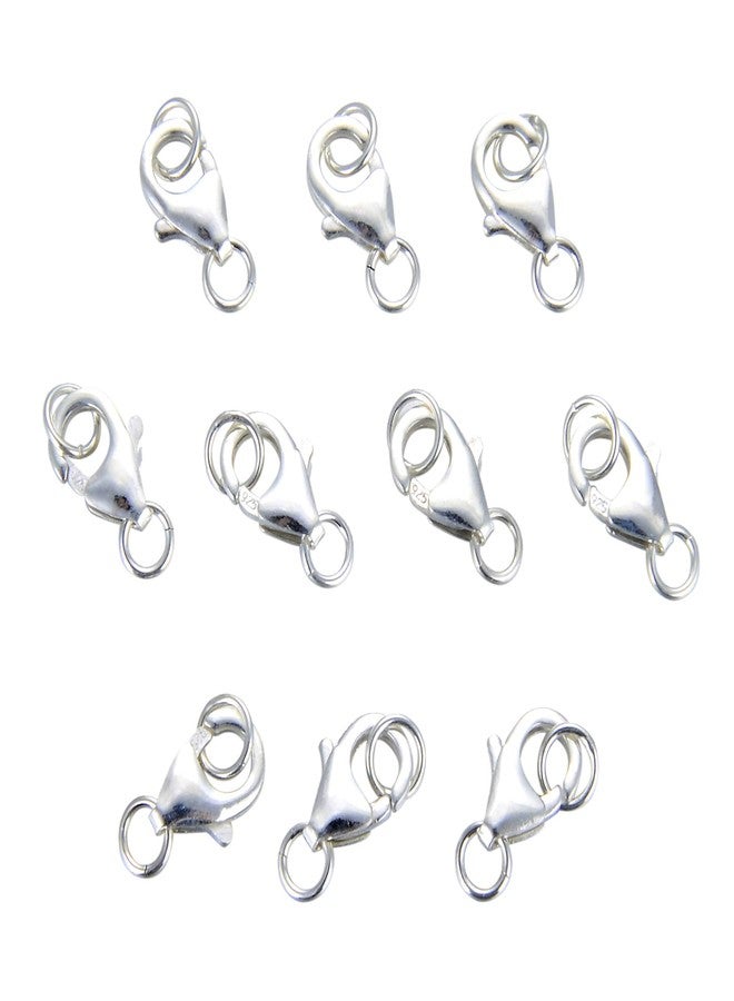 AD BEADS 10 Sets fine 925 Sterling Silver Safety Lobster Claws Clasp with Closed Jump Rings Connect Necklace or Bracelet (Lobster 13mm) - Image 1