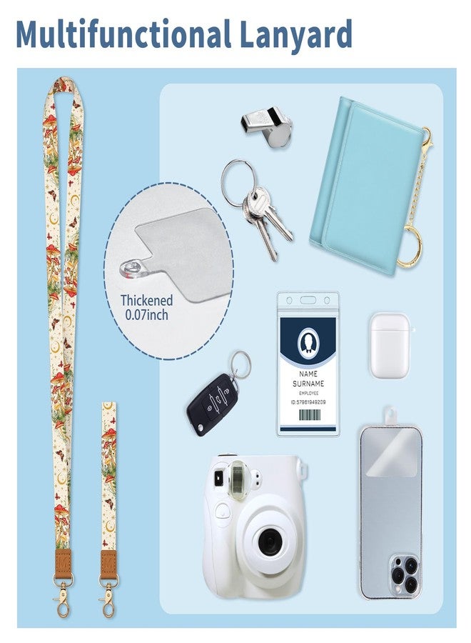 Mavellin Lanyard Wallet with Id Badge Holder, Mushroom RFID Small Keychain Wallet Women Wristlet, Cute Zipper Credit Card Holder Phone Wrist Neck Strap for Key Name Tag, Teacher Student Office Gifts - Image 5