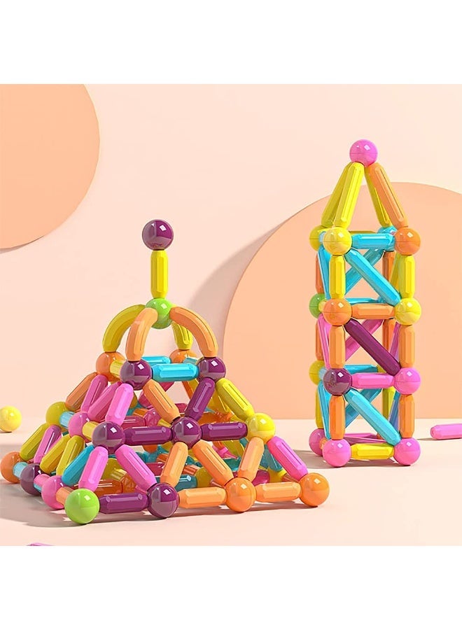 LOVET Magnetic Building Blocks for Kids, 90 Pieces Magnetic Blocks for Kids, Magnetic Toy Building Blocks Set, Magnetic Building Sticks for Boys and Girls 3 Years and Up - Image 1