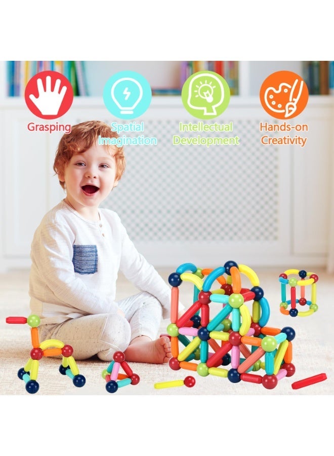 LOVET Magnetic Building Blocks for Kids, 90 Pieces Magnetic Blocks for Kids, Magnetic Toy Building Blocks Set, Magnetic Building Sticks for Boys and Girls 3 Years and Up - Image 5