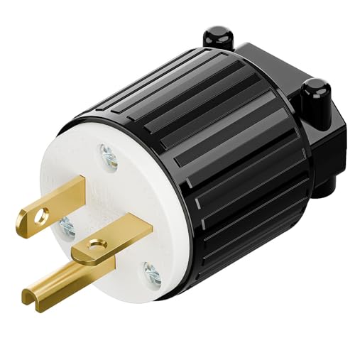 acbroad USA 3-Prong Male AC Plug, ETL Nema 5-20P 3 Pole Straight T- Blade DIY Rewirable, 20A 125V USA 3Pin AC Connector, Nema 5-20 Male US 3Pole Power Plug, Black - Image 1