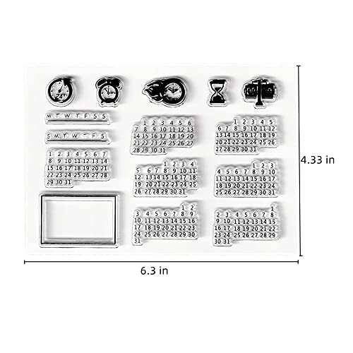 AHTOLS Date Week Month Year Calendar Clear Stamps Alarm Clock Arabic Numerals Transparent Seal Clear Silicone Stamps for Holiday Card Making Decoration and Journaling DIY Scrapbooking Album DIY Crafts - Image 2