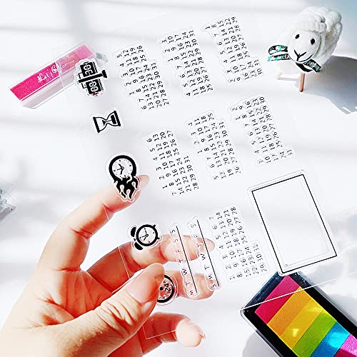 AHTOLS Date Week Month Year Calendar Clear Stamps Alarm Clock Arabic Numerals Transparent Seal Clear Silicone Stamps for Holiday Card Making Decoration and Journaling DIY Scrapbooking Album DIY Crafts - Image 3