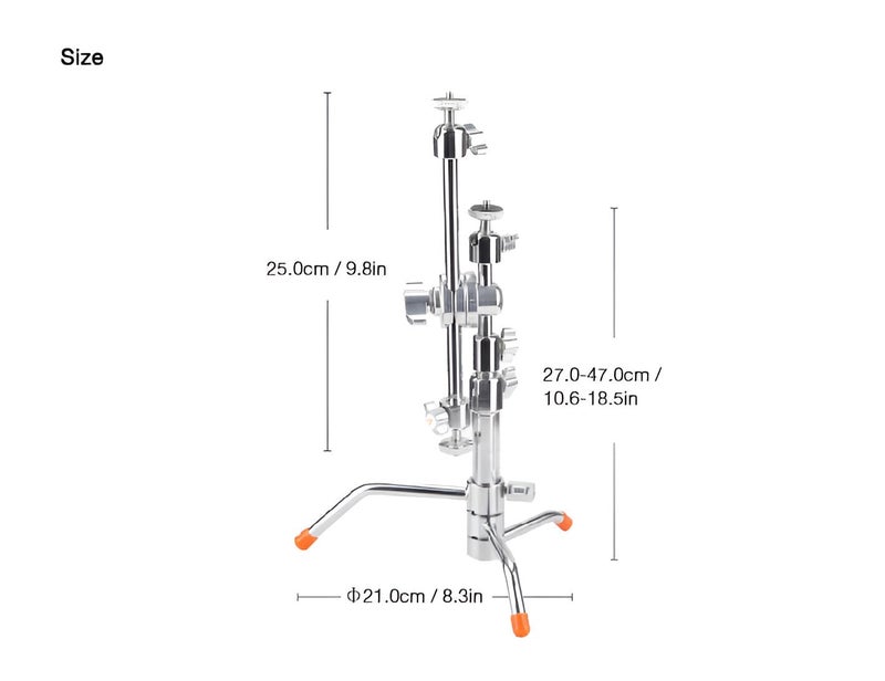 E-IMAGE LCS Mini 1.7ft Pocket Light Boom C-Stand, 1ft Holding Arm & 360° Mini Ball Head,Mobile Holder with Small Desktop C Stand for Webcam, Phone, Camera, LED Light | Payload 500gm - Image 3
