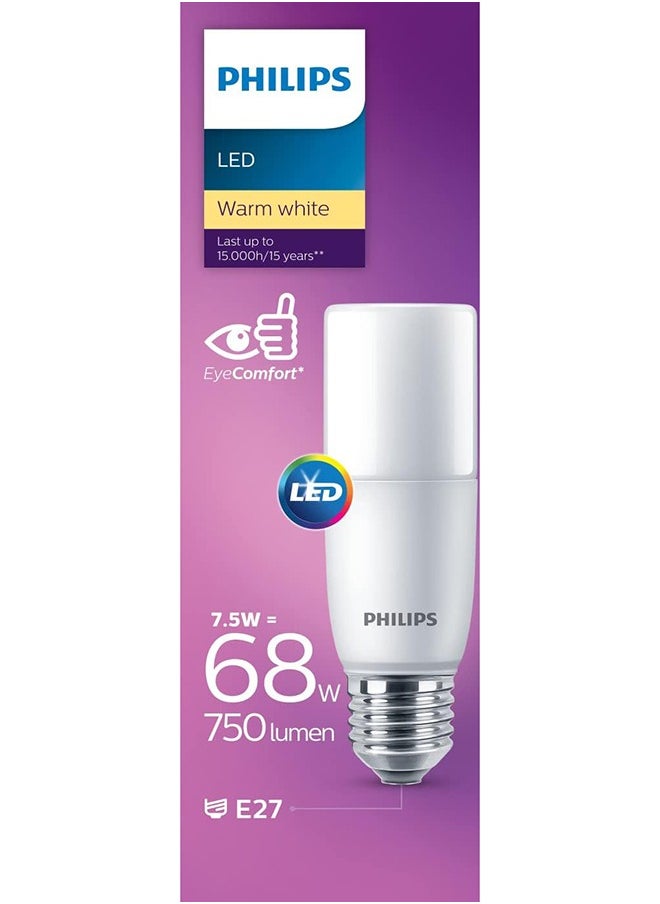 Philips Led Light Frosted Stick T38, Non-Dimmable, E27 Base, 7.5W-68W Equivalent, Warm White 3000K - pzsku/ZCD50DF10C0D6441C3D37Z/45/_/1723453803/2831e95d-738d-4588-8efd-1754f0003864