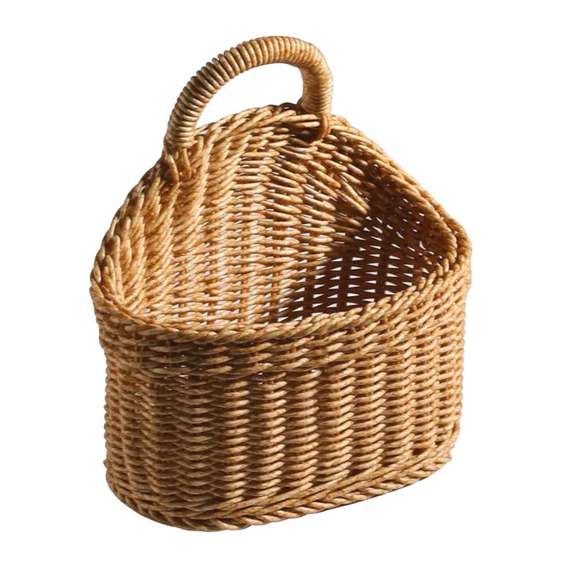 JWTIFOA Hanging Basket Plastic Woven Wall Basket Decorative Front Door Baskets for Flowers Plants Small Wicker Basket for Organizing - Image 2