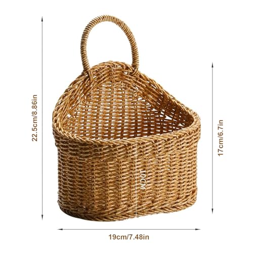 JWTIFOA Hanging Basket Plastic Woven Wall Basket Decorative Front Door Baskets for Flowers Plants Small Wicker Basket for Organizing - Image 3